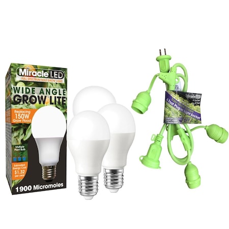 Miracle Led Multi-Plant WIDE ANGLE Full Spectrum Grow Light, Three Socket Fixture 802922